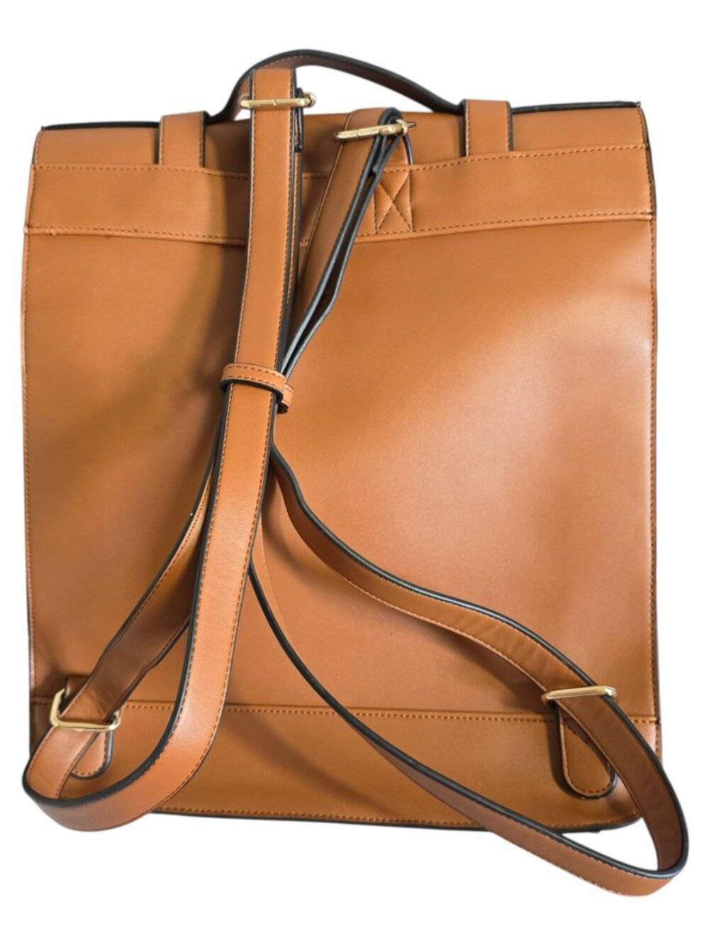 ECOSUSI Faux Leather Backpack Satchel Laptop Bag w Matching Clutch Caramel Brown - Picture 6 of 14